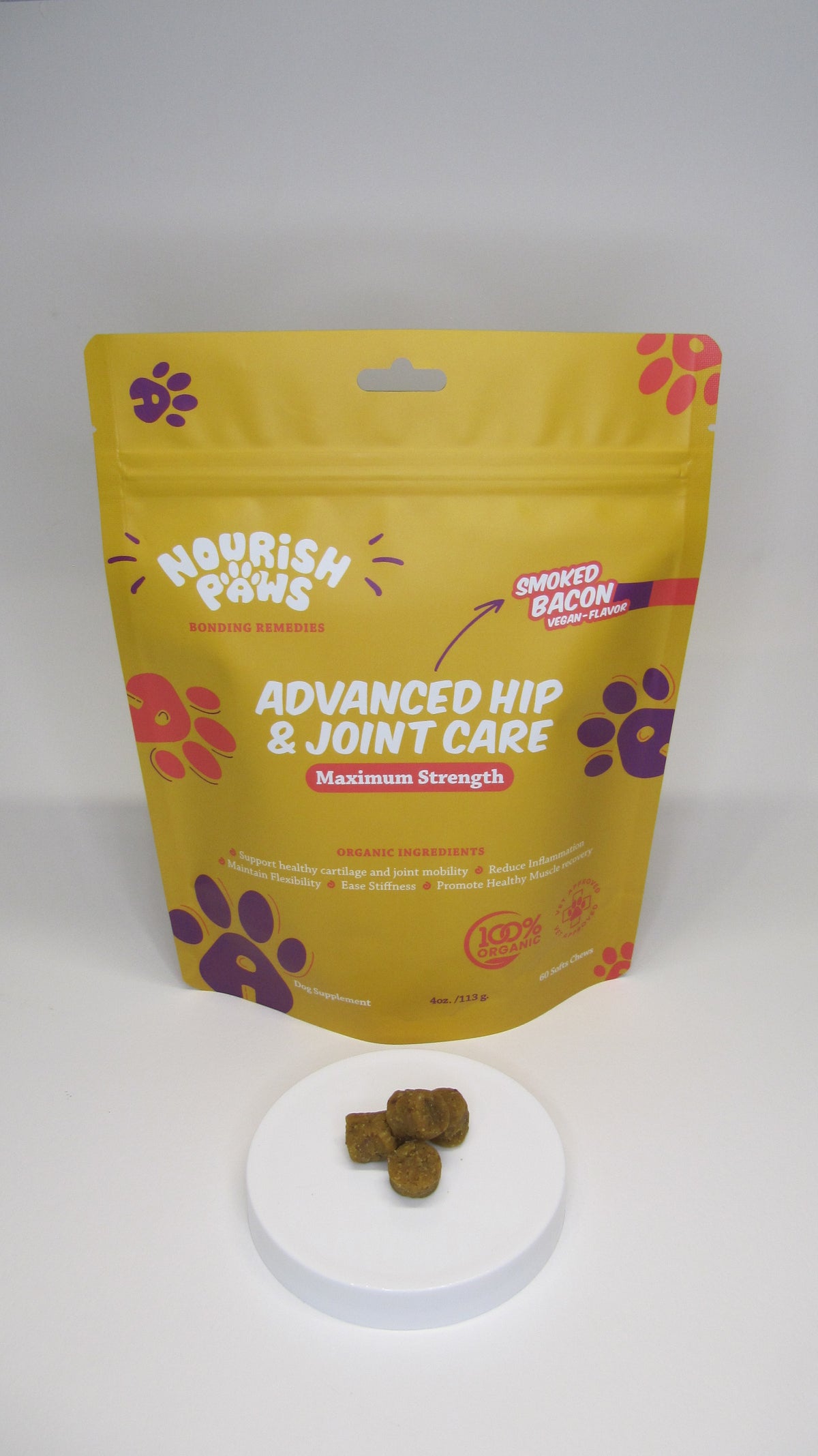 NEW!! Organic Advanced Hip & Joint Care Dog Supplements: 60 Chews Pouc ...