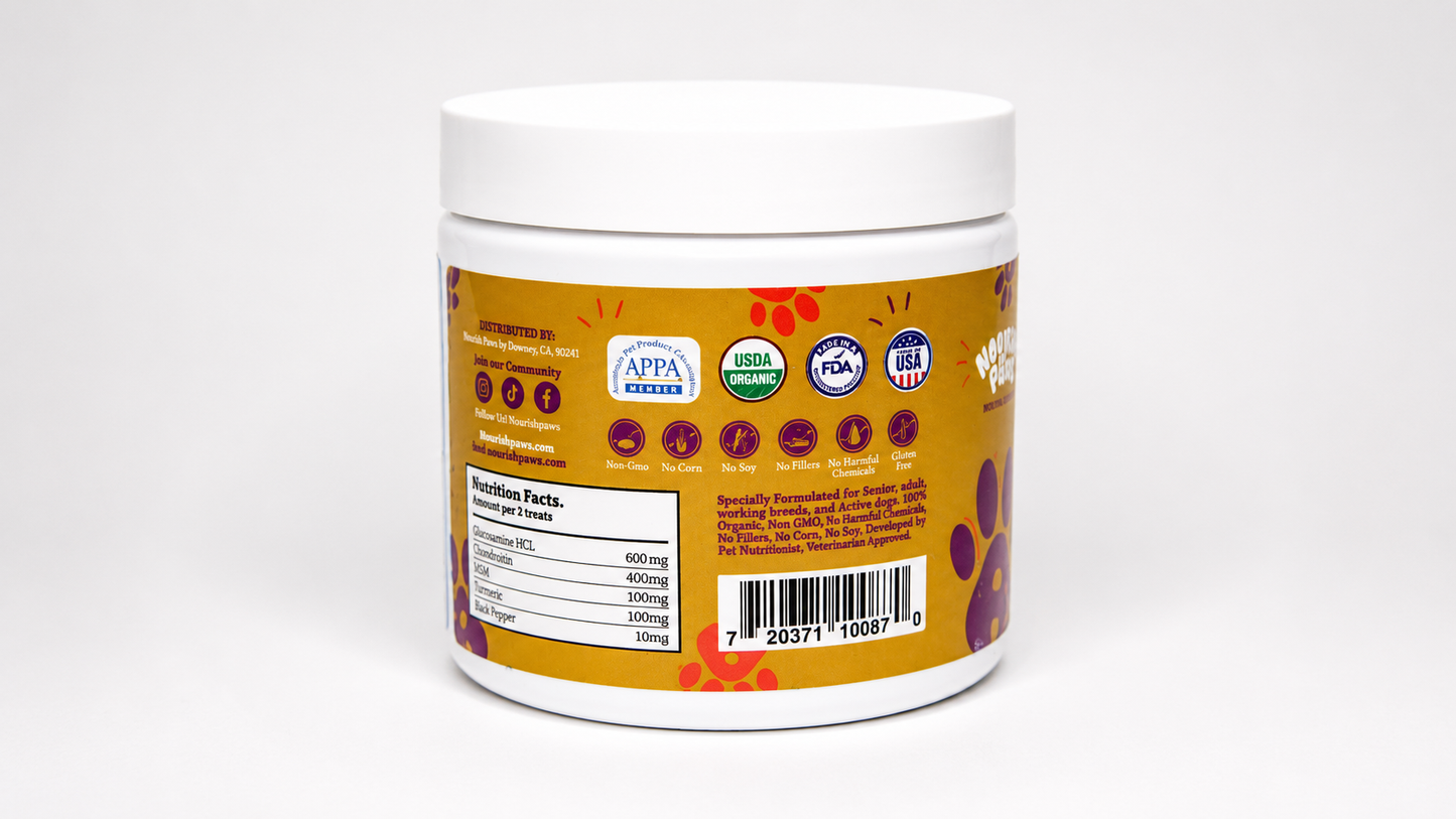 Organic Advanced Hip & Joint Care Dog Supplement 120 Chews